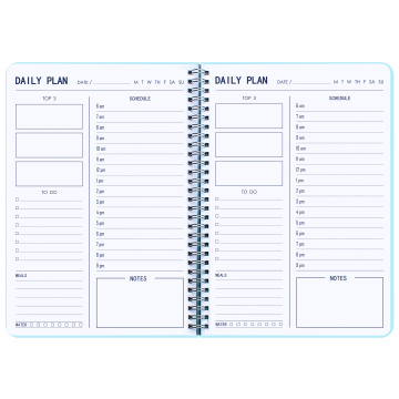Blue Daily Weekly Weekly Agenda Notebooks fexible PVC Hard Shell Diário Personal Shedule Agenda Notepad Notebook não datado